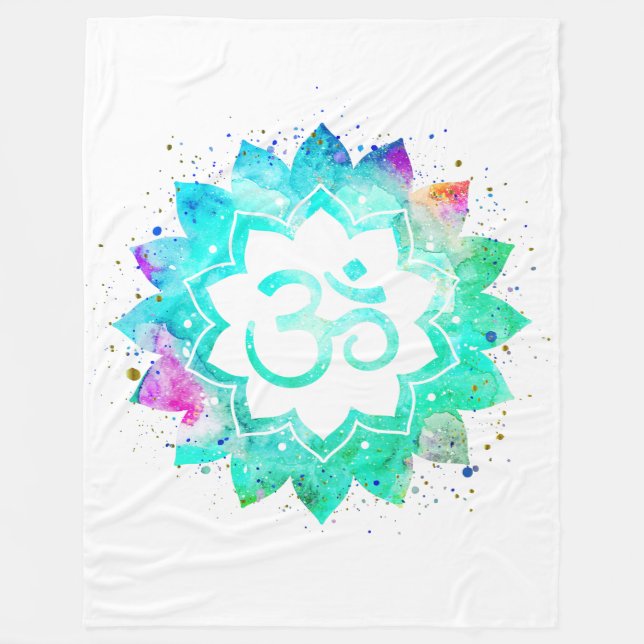 Cobertor De Velo *~* Símbolo Lotus OM Flor Mandala Nova Idade Branc (Frente)