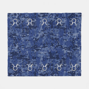 Cobertor De Velo Símbolo Marinho Digital Azul Taurus Zodíaco Camo