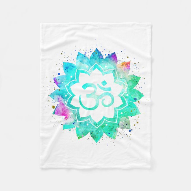 Cobertor De Velo *~* Símbolo Om Lotus Flower Mandala Nova Idade Bra (Frente)