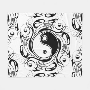 Cobertor De Velo Símbolo Yin & Yang Preto e Branco Estilo Tatuagem