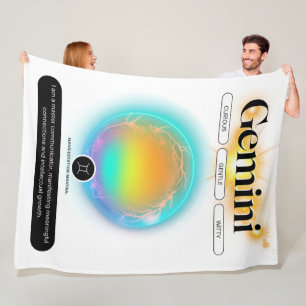 Cobertor De Velo Símbolo Zodiac Moderno Gemini Cita Elemento Ar