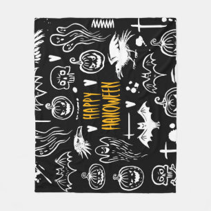 Cobertor De Velo Símbolos de Halloween desenhados à mão, coleção de