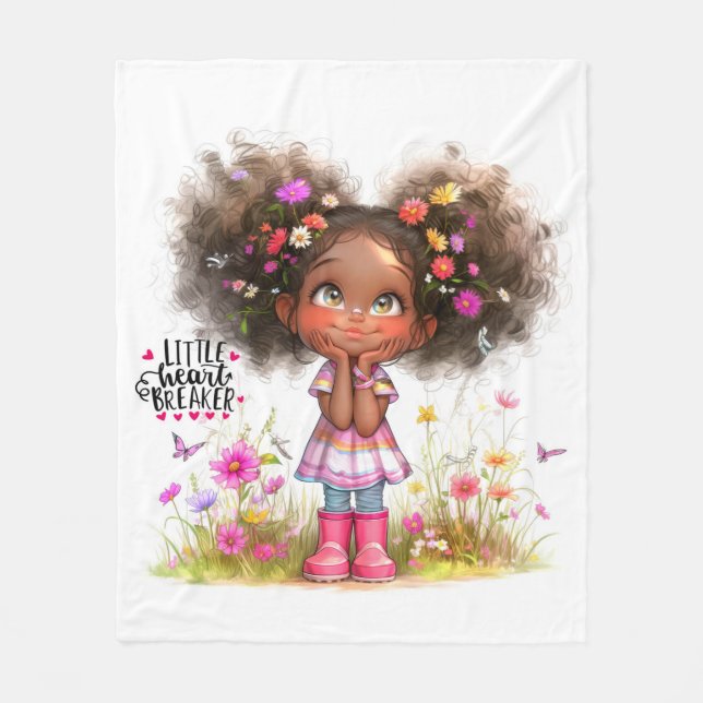 Cobertor De Velo Simples Garota Pequena Coração (Frente)