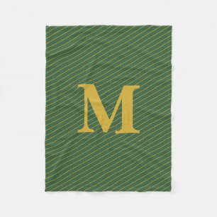 Cobertor De Velo Simples Hunter Green e Dourado Stripes Monograma