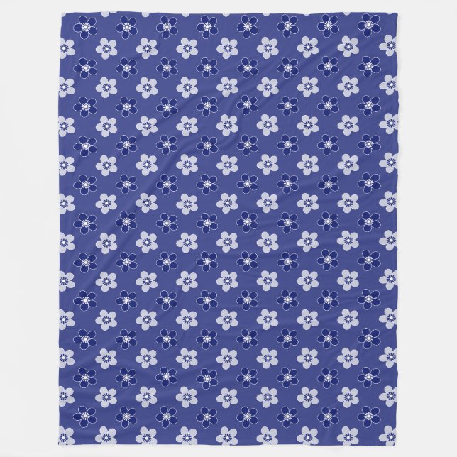 Cobertor De Velo simples padrão azul floral sólido retrógrado peque (Frente)