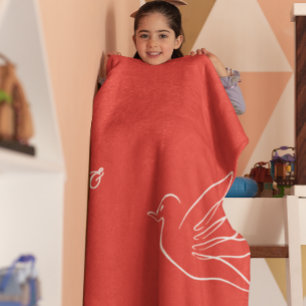 Cobertor De Velo Simples Red Dourado Dove Heart Peace Love