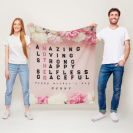 Cobertor De Velo Simples tipografia floral rosa dia das mães