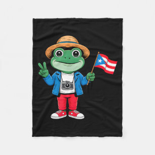 Cobertor De Velo Sinal de paz da bandeira de Porto Rico do sapo Coq