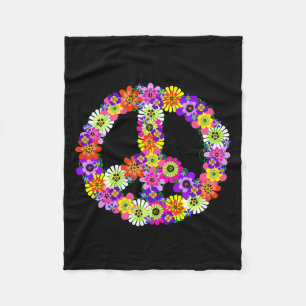 Cobertor De Velo Sinal de Paz Floral em Preto