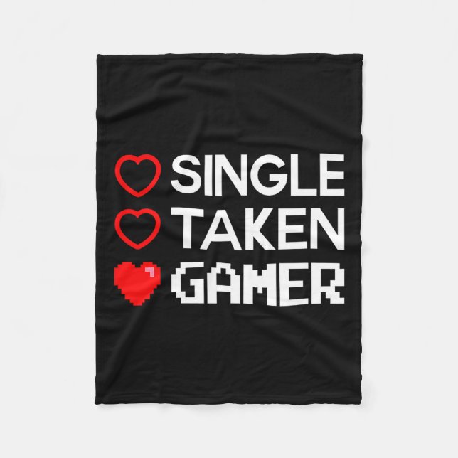 Cobertor De Velo Single Taken Gamer Valentines Day Gaming Heart Fun (Frente)