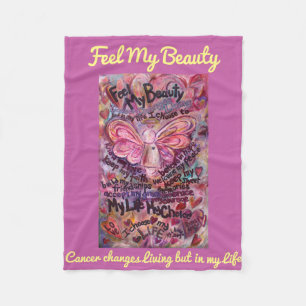 Cobertor De Velo Sinta meu Cancer de beleza Angel Chemo Fleece Blan