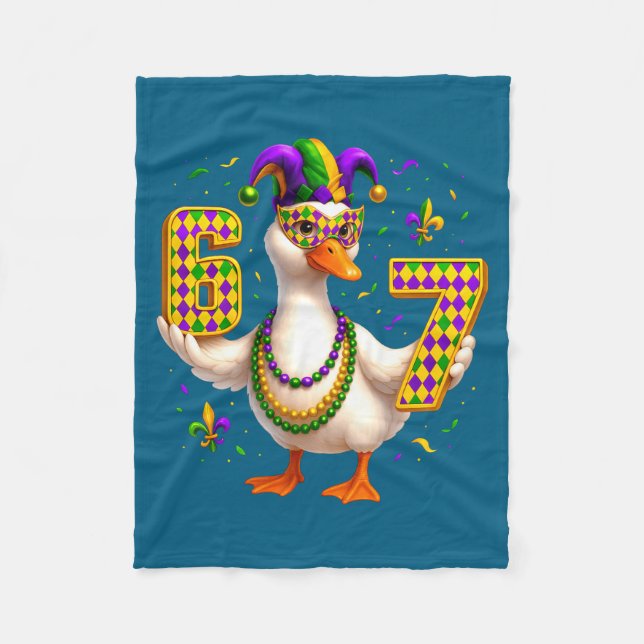 Cobertor De Velo Six Seven 67 Meme Goose With Jester Hat &amp; Bead (Frente)