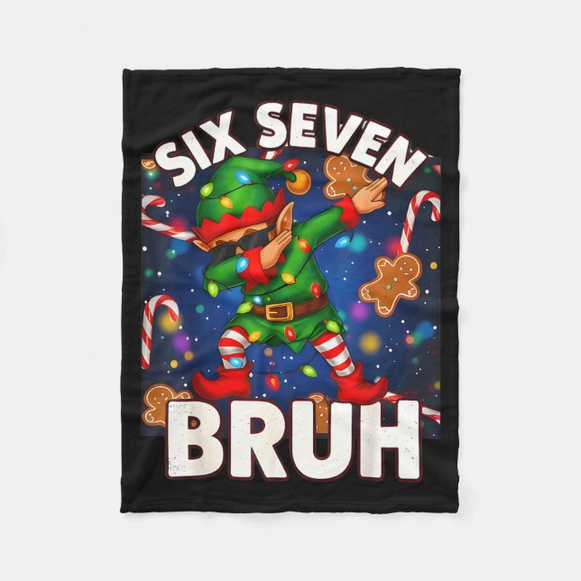 Cobertor De Velo Six Seven 6 7 Funny Bruh Christmas Dabbing Elf Mat (Frente)