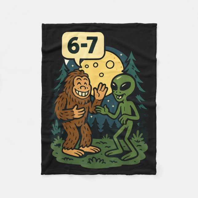 Cobertor De Velo Six Seven Funny Bigfoot And Alien 67 Viral Meme Sa (Frente)