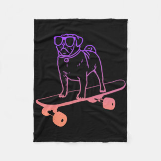 Cobertor De Velo Skateboarding Dog Pug On Skateboard Skateboarder M