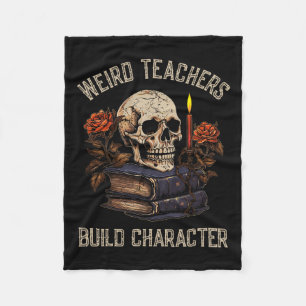 Cobertor De Velo Skeleton Book Floral Skull Halloween Professora Mu