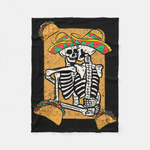 Cobertor De Velo Skeleton Casal Cinco De Mayo Chapéu Mexicano Taco