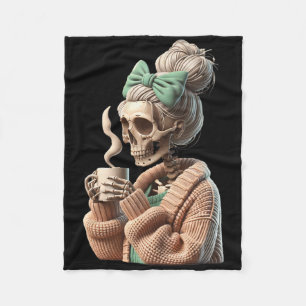 Cobertor De Velo Skeleton De Café bebendo Para Mulheres Dando Um Ta