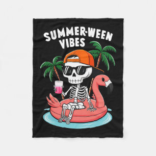Cobertor De Velo Skeleton Flamingo Summerbetween Vibes Halloween Bo