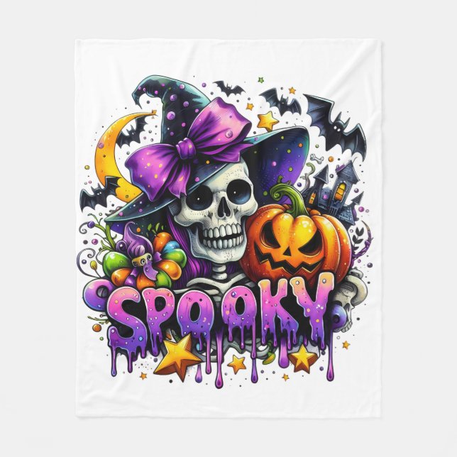 Cobertor De Velo Skeleton Halloween Blanket (Frente)