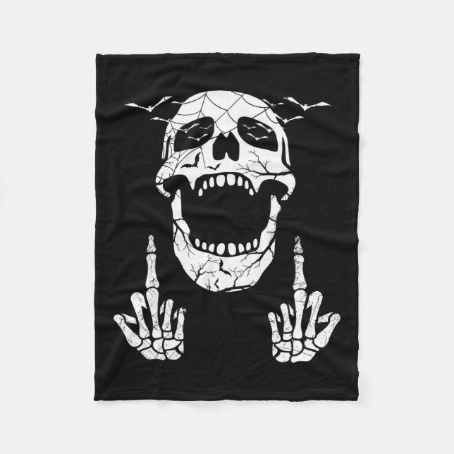 Cobertor De Velo Skeleton Halloween Bones do Dedo Médio (Frente)