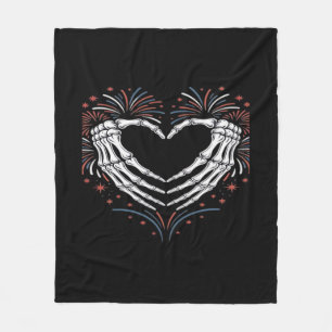 Cobertor De Velo Skeleton Hand Heart 4th Of Usa Patriotic American