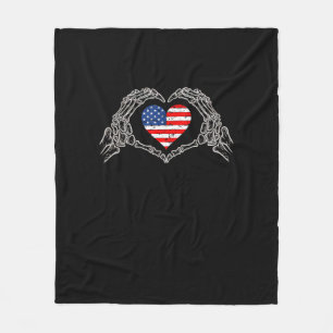 Cobertor De Velo Skeleton Hand Heart Do 4º Da Bandeira Americana Pa