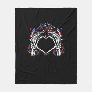Cobertor De Velo Skeleton Hand Heart EUA Patriotic American