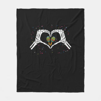Cobertor De Velo Skeleton Hand Heart Maracas Cinco De Mayo Mexicano