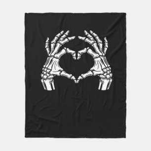 Cobertor De Velo Skeleton Heart Hands Sinal Halloween Figurume Vira