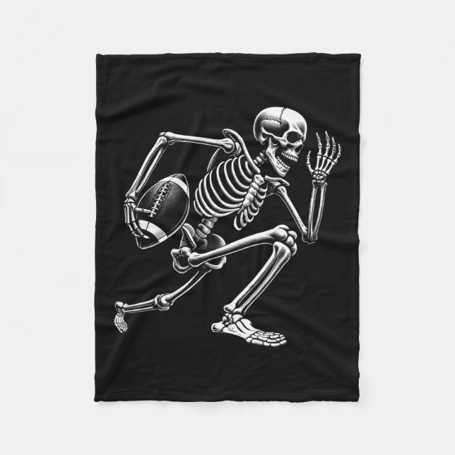 Cobertor De Velo Skeleton jogando futebol Halloween Skull (Frente)