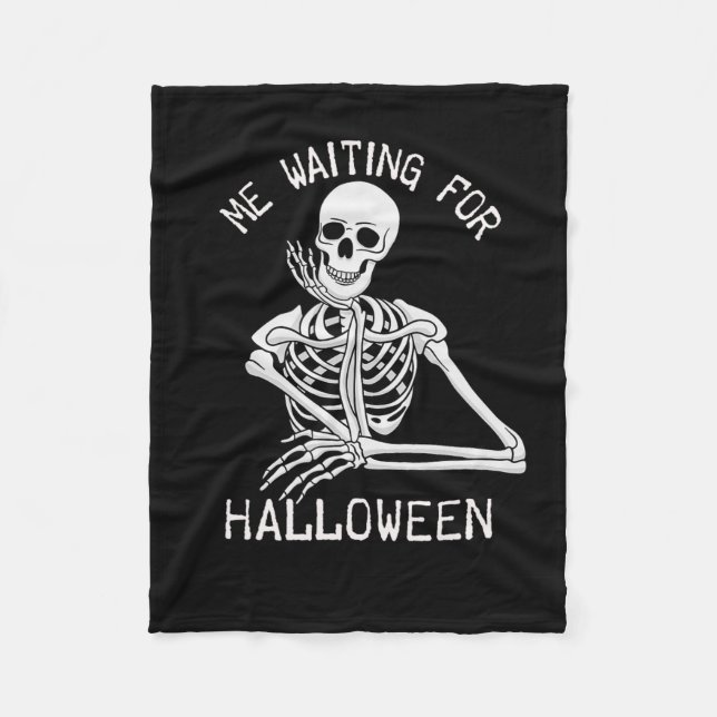 Cobertor De Velo Skeleton Me Esperando Pelo Dia das Bruxas (Frente)