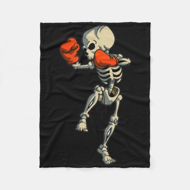 Cobertor De Velo Skeleton Muay Thai Halloween Kickboxing Mma Fighte (Frente)