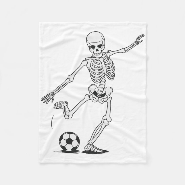 Cobertor De Velo Skeleton Playing Futebol (Frente)
