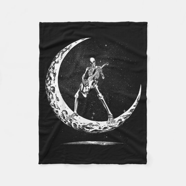 Cobertor De Velo Skeleton Playing Guitar Rock And Roll Band For Men (Frente)