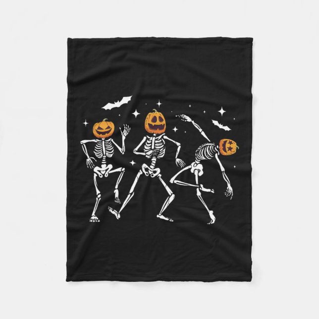 Cobertor De Velo Skeleton Pumpkin Halloween (Frente)