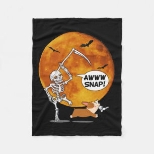 Cobertor De Velo Skeleton Quebrou Perna Halloween Corgi Reaper Scyt