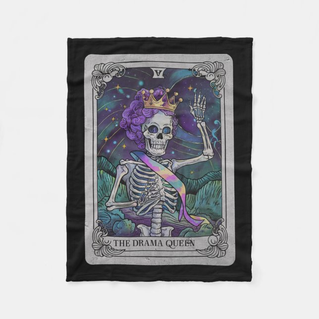 Cobertor De Velo Skeleton Queen Tarot Card Gothic Witchy Halloween (Frente)