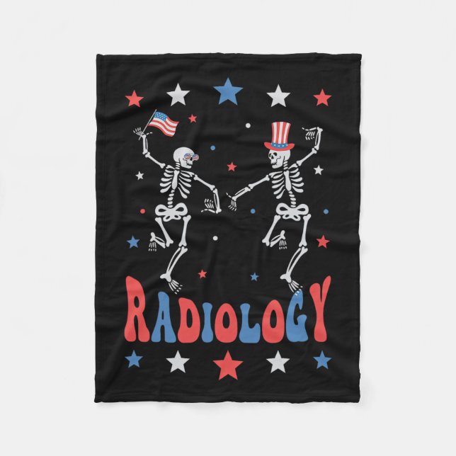 Cobertor De Velo Skeleton Radiology X-ray Tech Patriótico 4º De Jul (Frente)