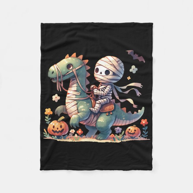 Cobertor De Velo Skeleton Riding Dragon Halloween Pumpkin Theme Kid (Frente)