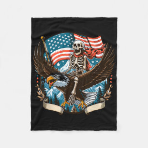 Cobertor De Velo Skeleton Riding Eagle Usa American 4 De Julho Pat
