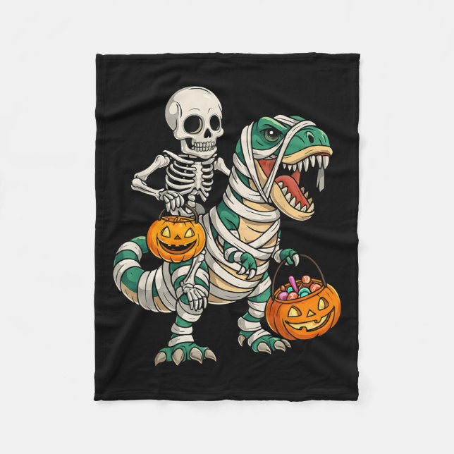 Cobertor De Velo Skeleton Riding Mummy Dinosaur T Rex Kids Men (Frente)