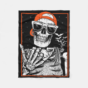 Cobertor De Velo Skeleton Rocker Hand Halloween Costume Música Lega