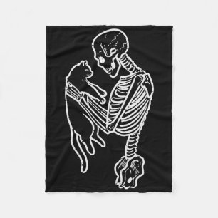Cobertor De Velo Skeleton Segurando Gato Diversão Halloween Costume