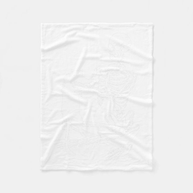 Cobertor De Velo Skeleton Segurando Um Gato Preguiçoso De Halloween (Frente)