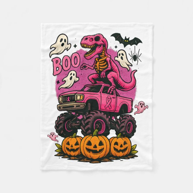 Cobertor De Velo Skeleton T Rex Dinossaur Monster Truck Pumpkin Bre (Frente)