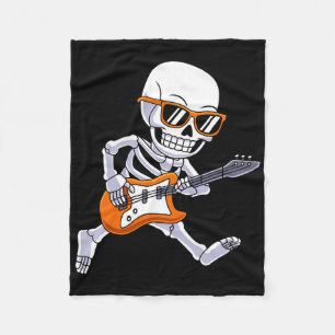 Cobertor De Velo Skeleton Tocando Guitarra Rock E Roll Boys Criança