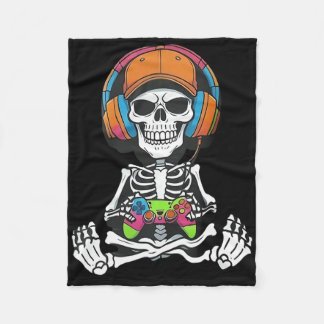 Cobertor De Velo Skeleton Video Game Halloween Gaming Gamer Boys Me