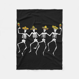 Cobertor De Velo Skeletons Dançantes Engraçados Sombreros Maracas -