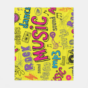 Cobertor De Velo Sketchy Music Doodles - Fundo Invisível